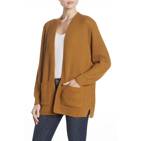 Madewell Sweaters - Madewell Nolan Ribbed Open Front Gold Cardigan